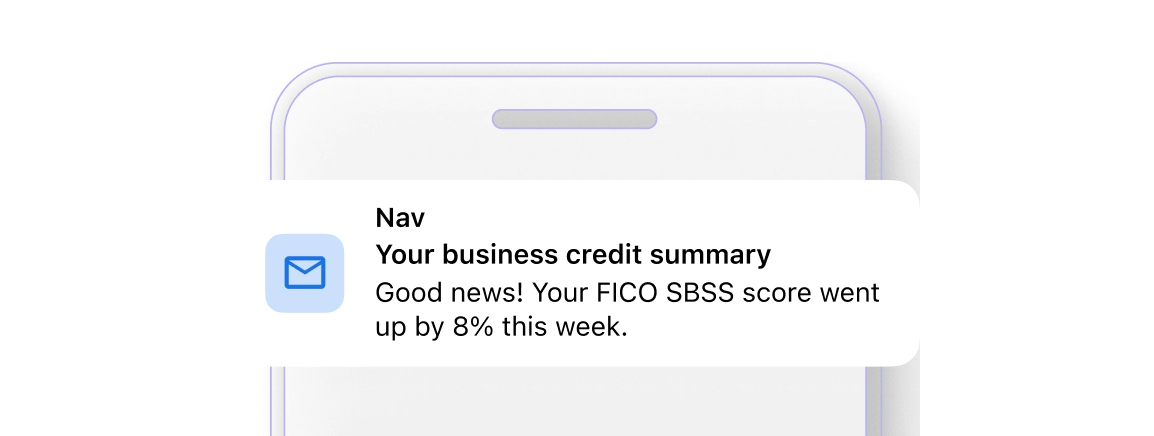 your business credit summary notification from nav on mobile